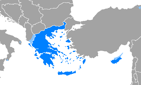 A map of Greek speaking countries.