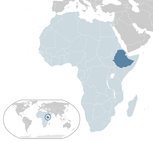 A map of Ethiopia and surrounding countries.